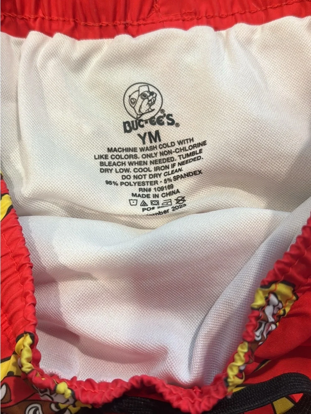Kids Red Swim Trunks with Fox Logo